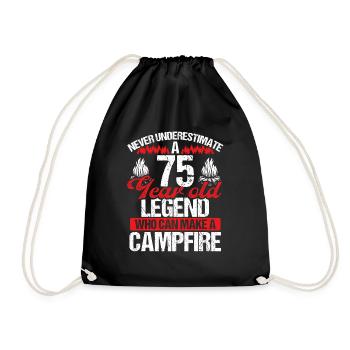 75 Year Old Camper Scouting Scout 75 Birthday - Drawstring Bag - black - Front