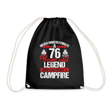76 Year Old Camper Scouting Scout 76 Birthday - Drawstring Bag - black - Front