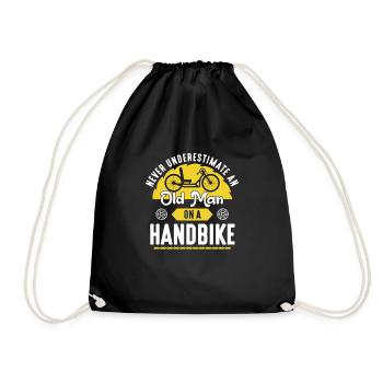 Never Underestimate An Old Man On A Handbike - Drawstring Bag - black - Front