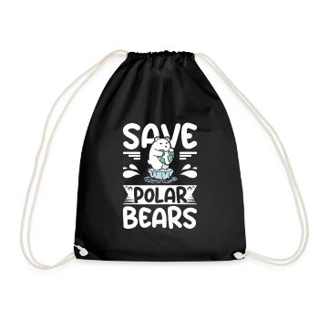 Save polar bears - Drawstring Bag - black - Front
