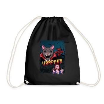 Cute Cat Vampire Horror Scary Halloween - Drawstring Bag - black - Front
