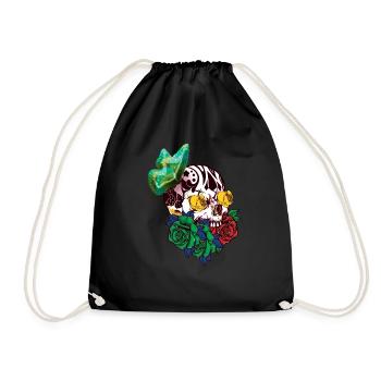 Butterfly Floral Bone Sugar Muertos Day Halloween - Drawstring Bag - black - Front