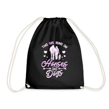 This girl runs on horses and dogs - Drawstring Bag - black - Front