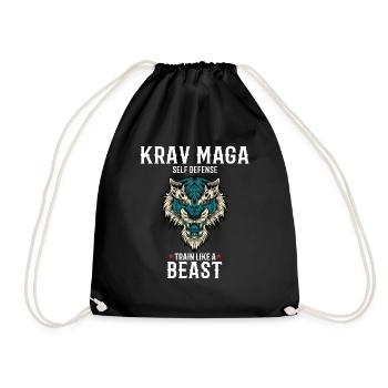 Krav Maga Lion - Trainieren wie eine Bestie - - Turnbeutel - Schwarz - Vorne