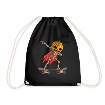 Halloween Skater Kürbis Skelett Dabbin - Turnbeutel - Schwarz - Vorne