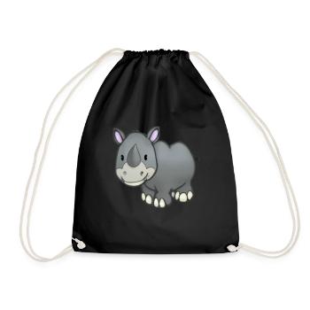 Kawaii Cartoon Rhino - Turnbeutel - Schwarz - Vorne