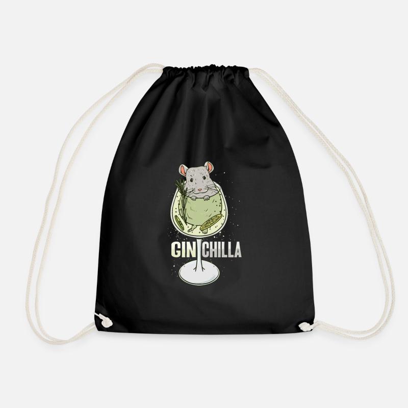 Ginchilla design for a chinchilla owner - Drawstring Bag - black