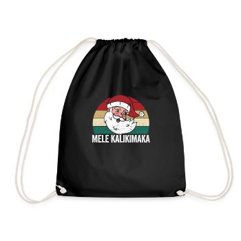 Mele Kalikimaka Christmas Santa Claus Shaka - Drawstring Bag - black - Front