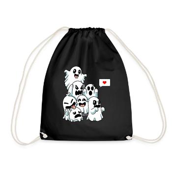 Funny Halloween Cute Ghost Creepy - Drawstring Bag - black - Front