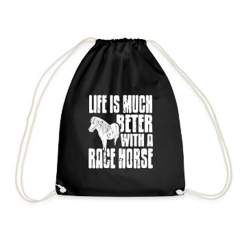 Life Is Much Better With A Race Horse Retro - Drawstring Bag - black - Front