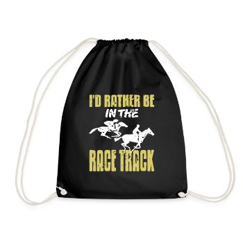 I'd Rather Be In The Race Track Funny Retro - Drawstring Bag - black - Front