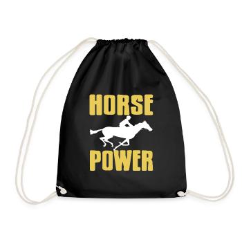 Retro HORSE POWER Awesome Horse Racing Designs - Drawstring Bag - black - Front