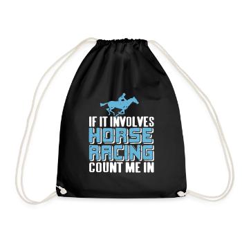 Cool Retro If It Involves Horse Racing Count Me In - Drawstring Bag - black - Front