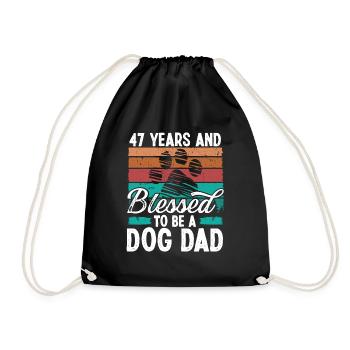 47 Year Old Dog Dad 47 Birthday Retro Dog Father - Drawstring Bag - black - Front