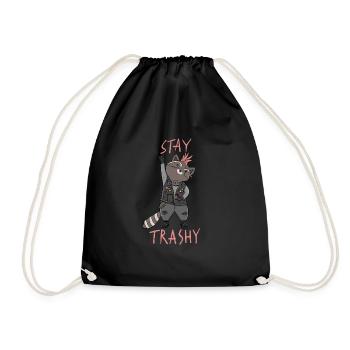 Stay Trashy Design für einen Fun Punk - Turnbeutel - Schwarz - Vorne