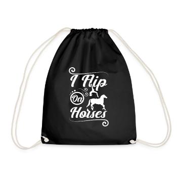 I flip on horses - Drawstring Bag - black - Front
