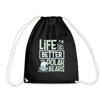 Life is better with polar bears - Turnbeutel - Schwarz - Vorne