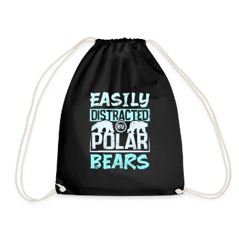 Easily distracted by polar bears - Turnbeutel - Schwarz - Vorne