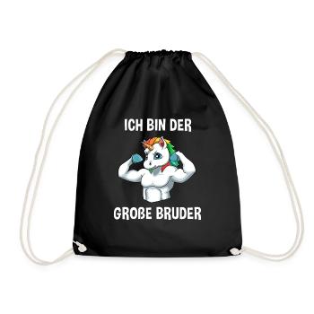 Einhorn Bruder Großer Bruder - Ich bin der große - Turnbeutel - Schwarz - Vorne