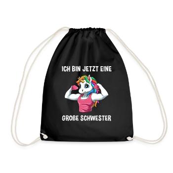 Starkes Einhorn Große Schwester Shirt - - Turnbeutel - Schwarz - Vorne