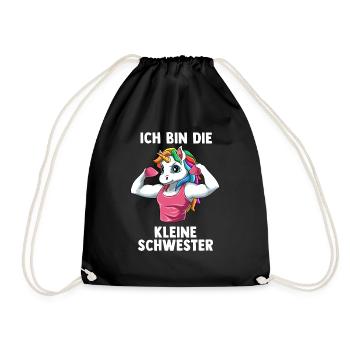 Einhorn kleine Schwester - Ich bin die kleine - Turnbeutel - Schwarz - Vorne