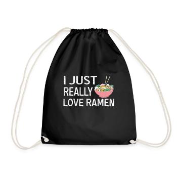 Ich Liebe Ramen, Japanisches Essen, Kawaii Anime - Turnbeutel - Schwarz - Vorne