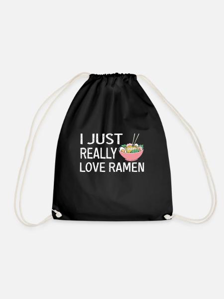 Ich Liebe Ramen, Japanisches Essen, Kawaii Anime - Turnbeutel - Schwarz