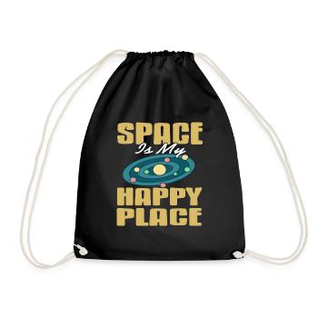 Space Is My Happy Place Cool Retro Astronomy Lover - Turnbeutel - Schwarz - Vorne