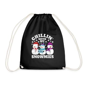 Funny Christmas Snowman Xmas PJs Chillin - Drawstring Bag - black - Front