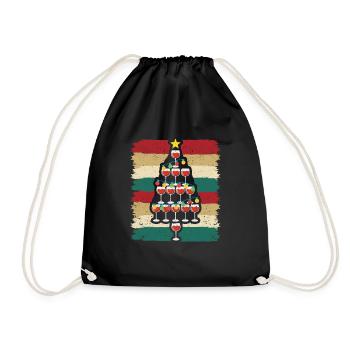 Weinglas Weihnachtsbaum Lustiger Feiertag Weihnach - Turnbeutel - Schwarz - Vorne