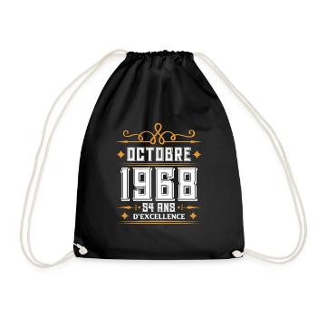 Octobre 1968 54 Ans d'excellence Anniversaire - Sac de sport léger - noir - Devant