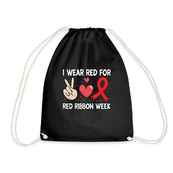 Peace Ribbon Week October I Wear Red - Turnbeutel - Schwarz - Vorne