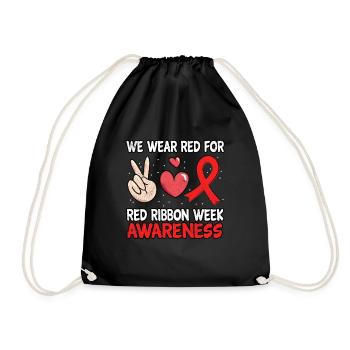 Peace Ribbon Week Awareness Month October Wear Red - Turnbeutel - Schwarz - Vorne