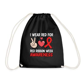 Peace Ribbon Week Awareness October I Wear Red - Turnbeutel - Schwarz - Vorne