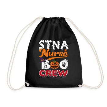 STNA Nurse Boo Crew Funny STNA Nurse Halloween - Drawstring Bag - black - Front