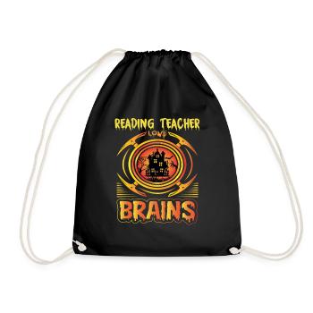 Reading Teachers Love Brains Zombie Teacher School - Turnbeutel - Schwarz - Vorne