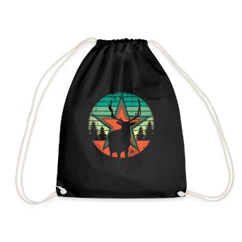 Retro Deer Vintage Hunter Moose Hunting Professional Hunter - Drawstring Bag - black - Front
