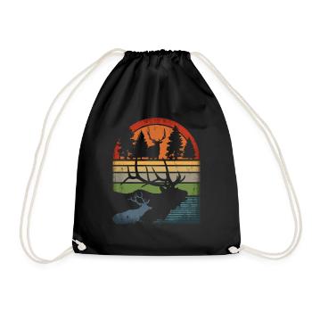 Retro Deer Vintage Hunter Moose Hunting Professional Hunter - Drawstring Bag - black - Front
