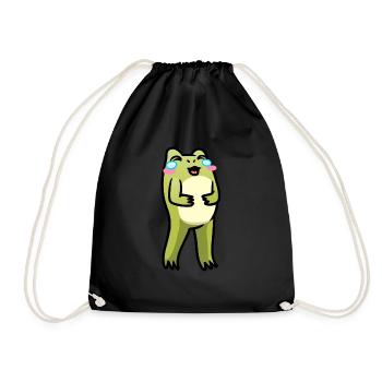 Cottagecore Kawaii Frosch Lachendes Emoticon - Turnbeutel - Schwarz - Vorne