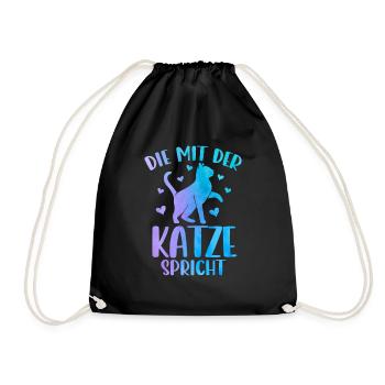 Katze Spruch Die Mit Der Katze Spricht - Turnbeutel - Schwarz - Vorne