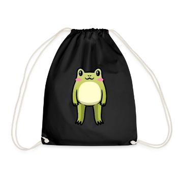 Cottagecore Kawaii Frosch Emoticon - Turnbeutel - Schwarz - Vorne