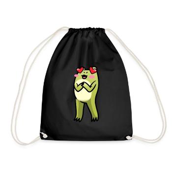 Cottagecore Kawaii Frosch In Liebe Emoticon - Turnbeutel - Schwarz - Vorne