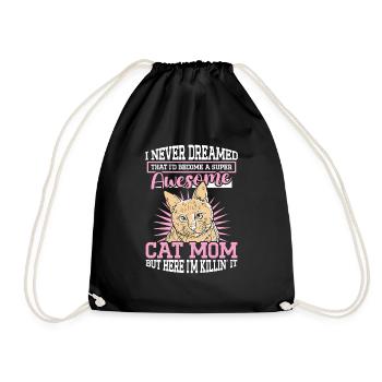 Super Cat Mom Cat Cat Lover - Drawstring Bag - black - Front