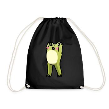 Cottagecore Kawaii Frosch Emoticon - Turnbeutel - Schwarz - Vorne