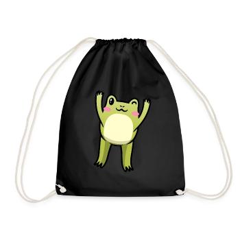 Cottagecore Kawaii Frosch Emoticon - Turnbeutel - Schwarz - Vorne