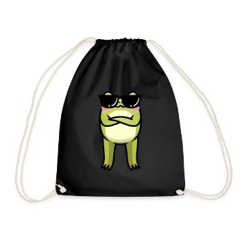 Cottagecore Kawaii Frosch Mit Sonnenbrille - Turnbeutel - Schwarz - Vorne