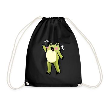 Cottagecore Kawaii Frosch Emoticon - Turnbeutel - Schwarz - Vorne