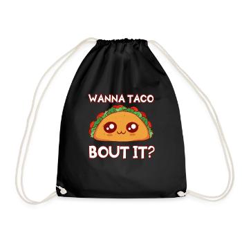 Talk About It Cute Kawaii Face Anime Vibes Taco - Drawstring Bag - black - Front