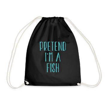 Funny Pretend I'm Fish Costume For Halloween - Drawstring Bag - black - Front