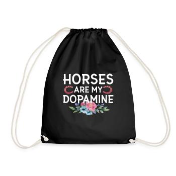 Horses is my dopamine riding lover for women - Drawstring Bag - black - Front